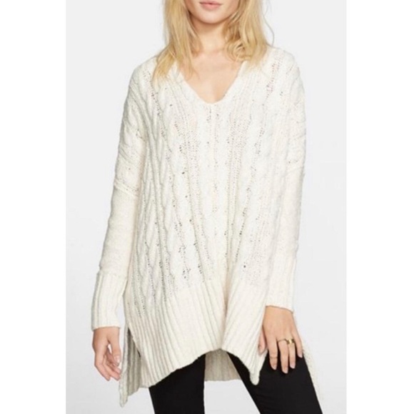 Free People Cable V-Neck Sweater - Picture 1 of 5